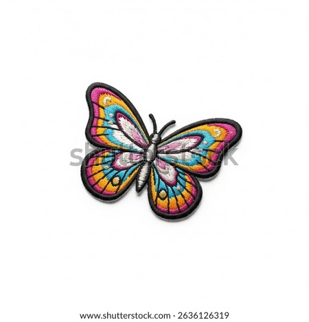 textile patch in the form of a butterfly on a white background