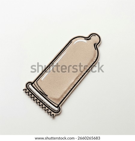 textile patch in the form of a condom on a white background
