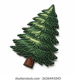 Textile patch in the form of a coniferous tree on a white background