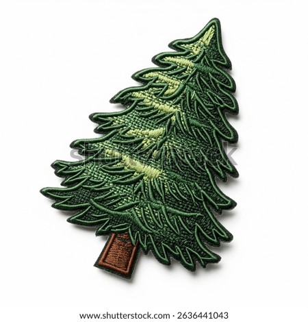 Textile patch in the form of a coniferous tree on a white background