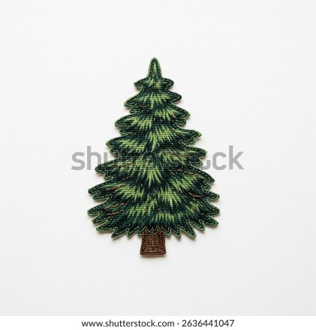 Textile patch in the form of a coniferous tree on a white background