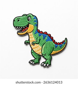 textile patch in the form of a dinosaur on a white background