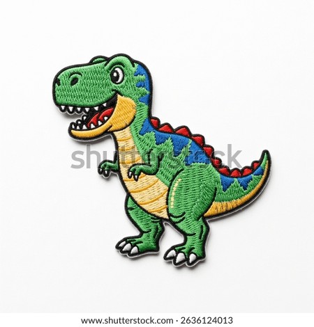 textile patch in the form of a dinosaur on a white background