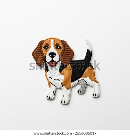 textile patch in the form of a dog on a white background