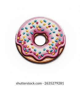 textile patch in the form of a donut on a white background
