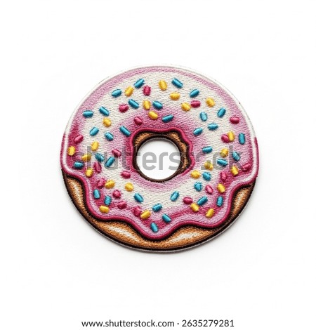 textile patch in the form of a donut on a white background