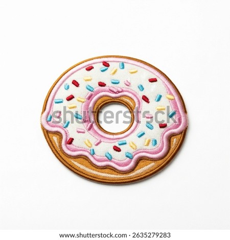 textile patch in the form of a donut on a white background