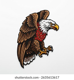 textile patch in the form of an eagle on a white background