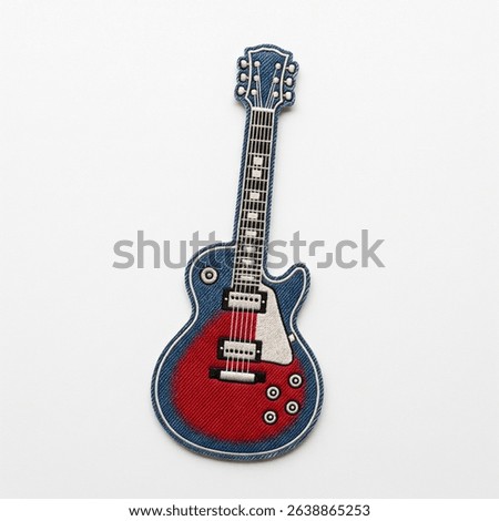 Textile patch in the form of an electric guitar on a white background