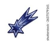 textile patch in the form of a falling star on a white background