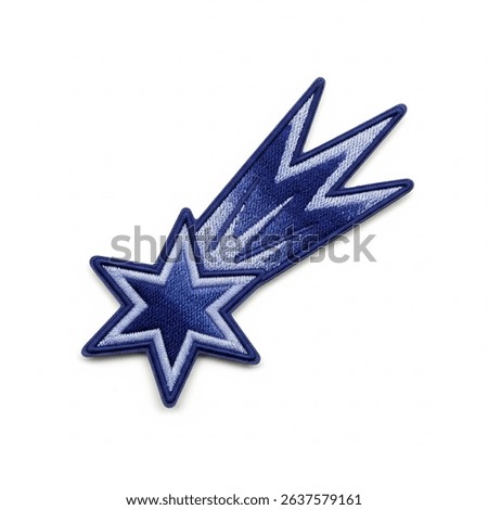 textile patch in the form of a falling star on a white background