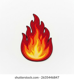 textile patch in the form of fire on a white background