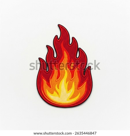textile patch in the form of fire on a white background