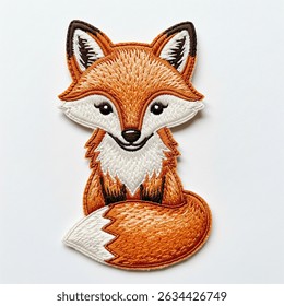 textile patch in the form of a fox on a white background