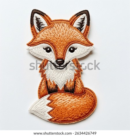 textile patch in the form of a fox on a white background