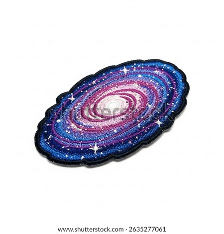 textile patch in the form of a galaxy on a white background