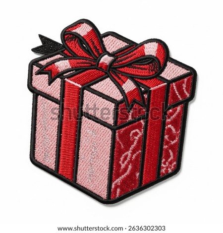 Textile patch in the form of gift boxes on a white background