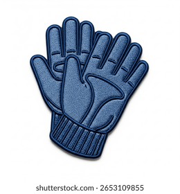 textile patch in the form of gloves on a white background