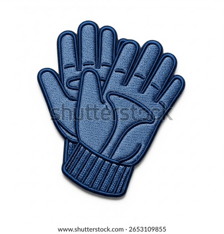 textile patch in the form of gloves on a white background