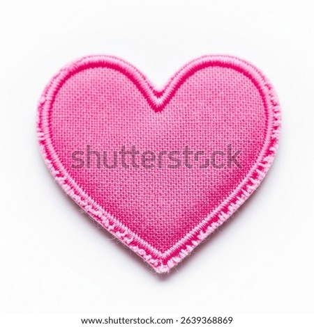 textile patch in the form of a heart on a white background