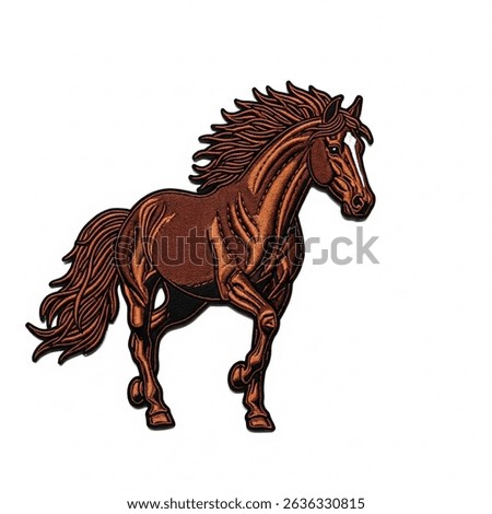 Textile patch in the form of a horse on a white background