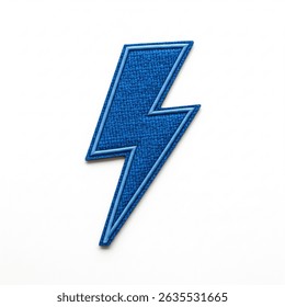 textile patch in the form of lightning on a white background