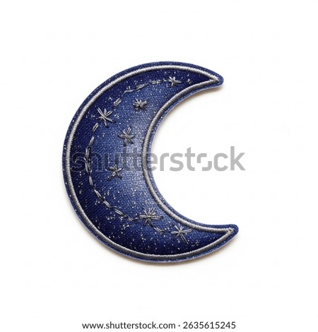 textile patch in the form of a moon on a white background
