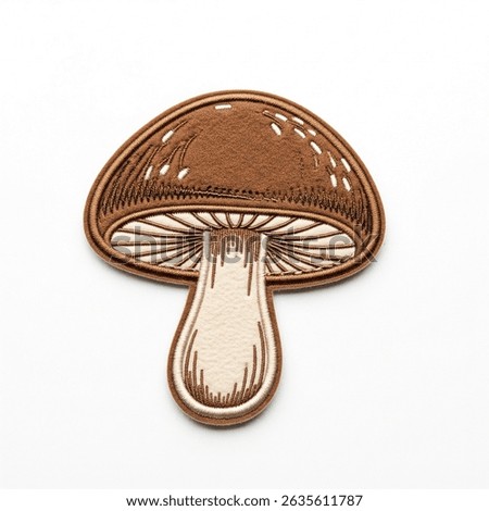 textile patch in the form of a mushroom on a white background