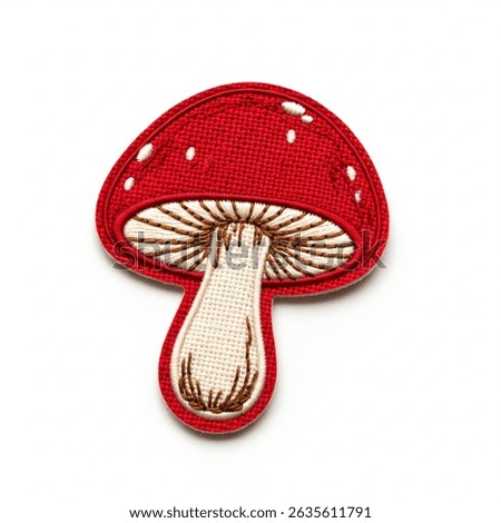 textile patch in the form of a mushroom on a white background