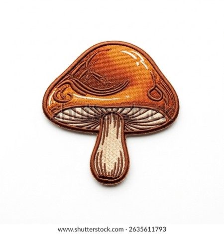 textile patch in the form of a mushroom on a white background