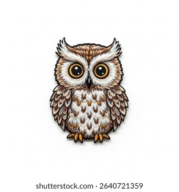 textile patch in the form of an owl on a white background