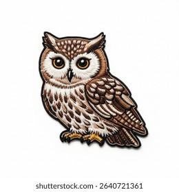 textile patch in the form of an owl on a white background