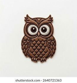 textile patch in the form of an owl on a white background