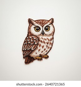textile patch in the form of an owl on a white background