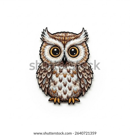 textile patch in the form of an owl on a white background