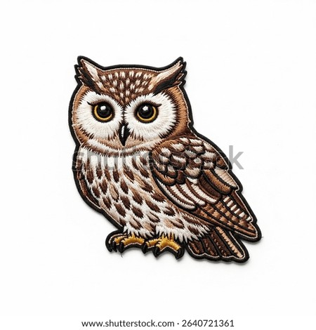 textile patch in the form of an owl on a white background