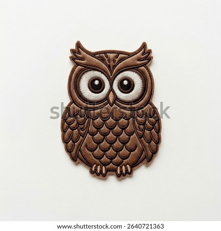 textile patch in the form of an owl on a white background