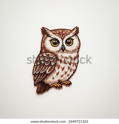 textile patch in the form of an owl on a white background