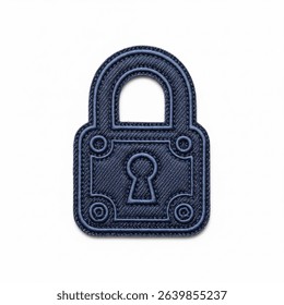 Textile patch in the form of a padlock on a white background