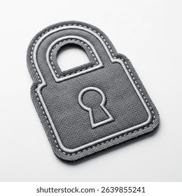 Textile patch in the form of a padlock on a white background
