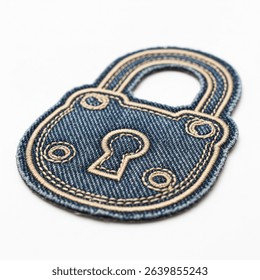Textile patch in the form of a padlock on a white background