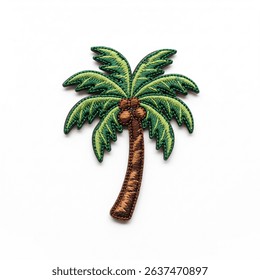 Textile patch in the form of a palm tree on a white background
