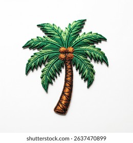 Textile patch in the form of a palm tree on a white background