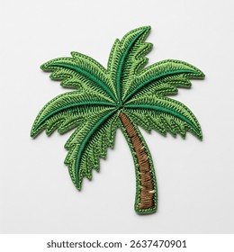 Textile patch in the form of a palm tree on a white background