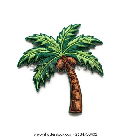 Textile patch in the form of a palm tree on a white background
