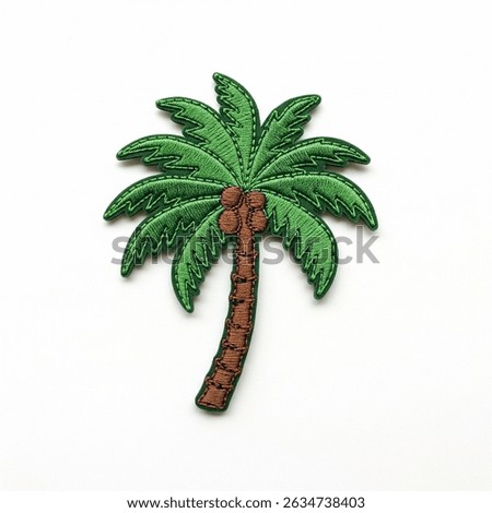 Textile patch in the form of a palm tree on a white background