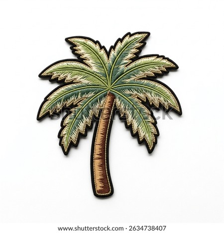 Textile patch in the form of a palm tree on a white background