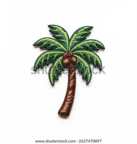 Textile patch in the form of a palm tree on a white background