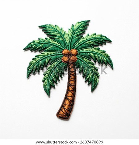 Textile patch in the form of a palm tree on a white background