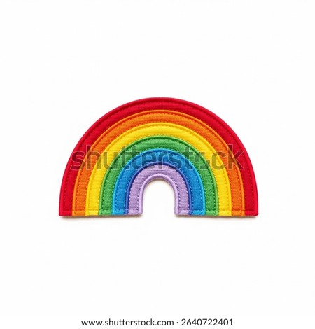 textile patch in the form of a rainbow on a white background